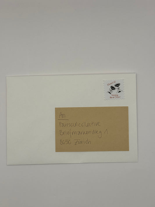 Briefmarke „Cheers & Happy New Year“