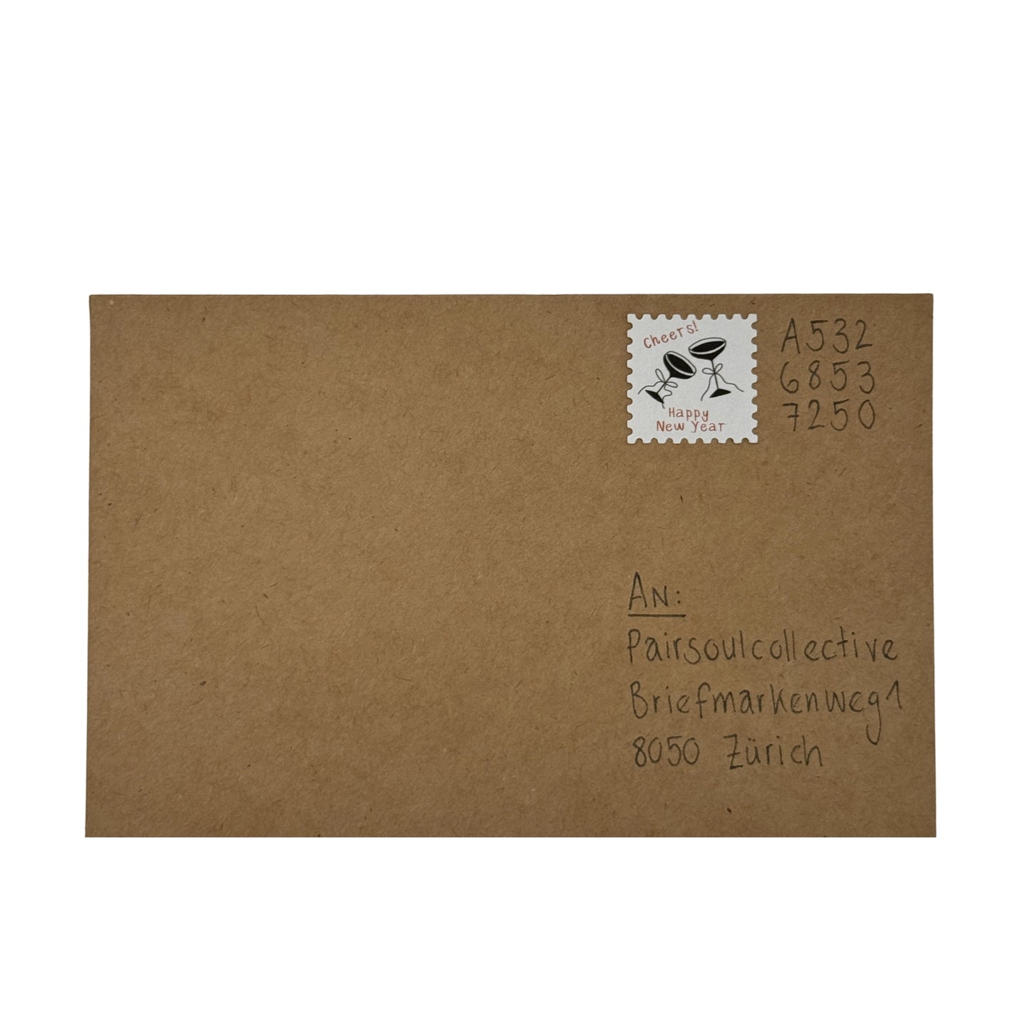 Briefmarke „Cheers & Happy New Year“