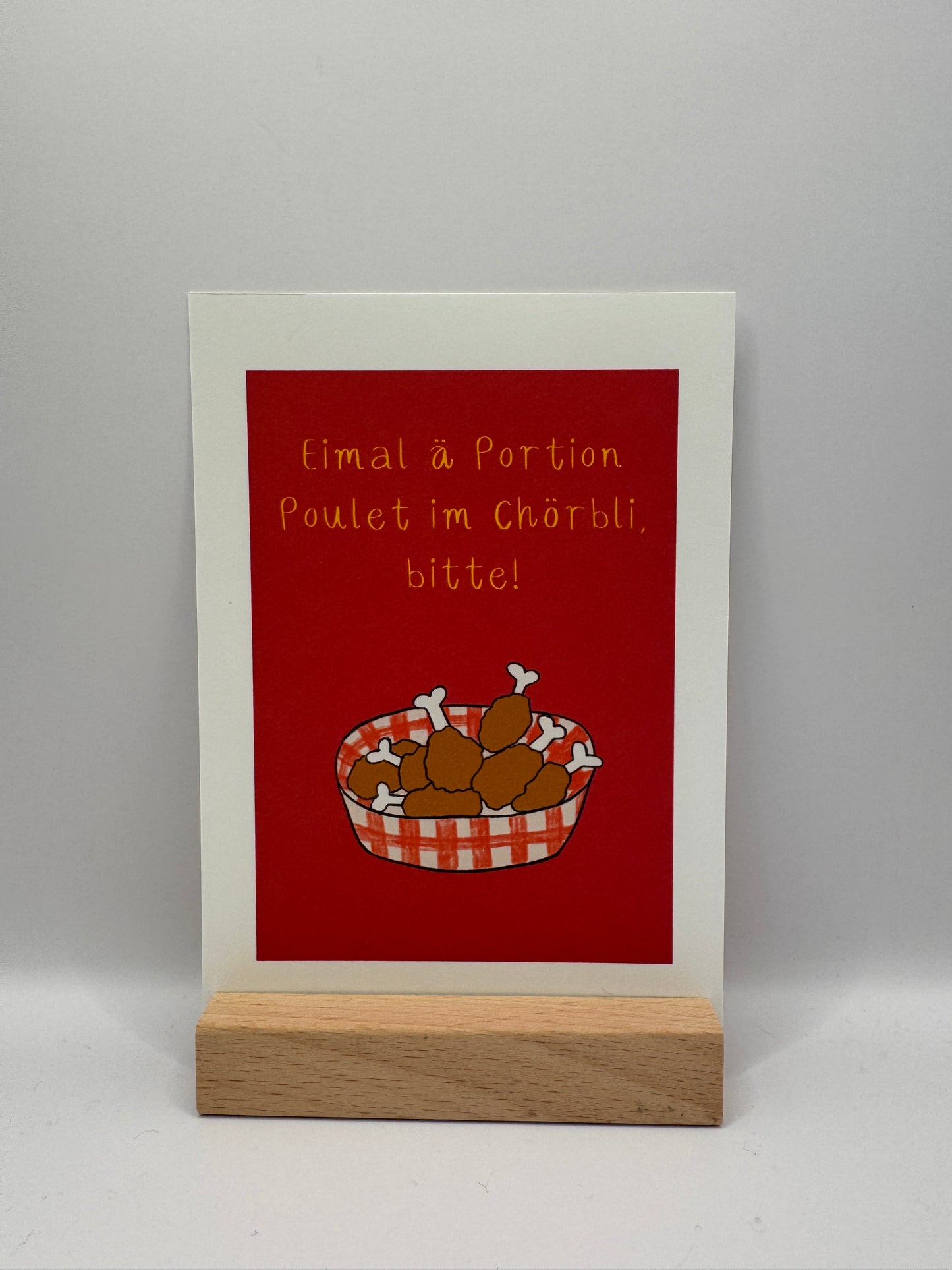 Postkarte „Poulet im Chörbli"
