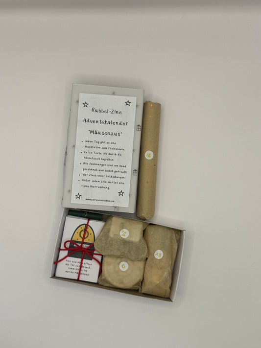 Rubbel-Adventskalender Zine "Mäusehaus"