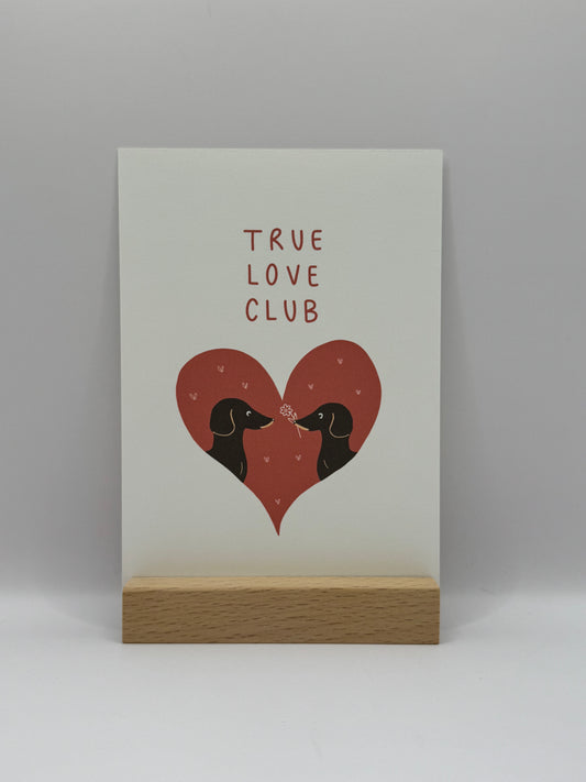 Postkarte „True Love Club „Dackel“