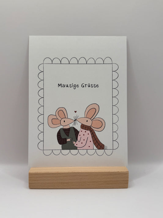 Postkarte "Mausige Grüsse"