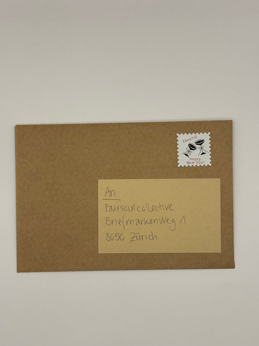 Briefmarke „Cheers & Happy New Year“