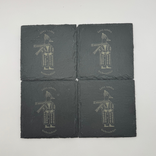 Schiefer Untersetzer "Gans schöne Weihnachten"