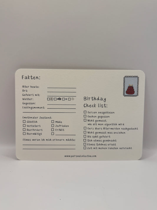 Postkarte „Geburtstags-Tagebuch No. 1"